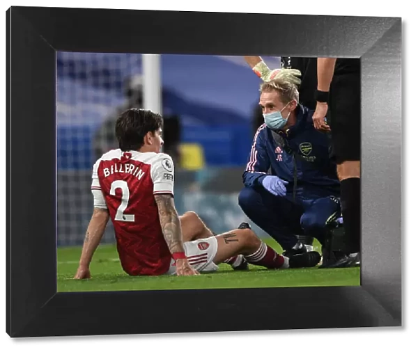 Arsenal's Bellerin Interacts with Physio Amid Chelsea Clash (2020-21)