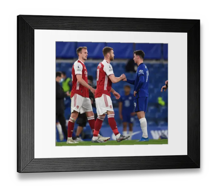 Framed Print : Chambers and Mount: Post-Match Handshake at Empty Stamford Bridge - Chelsea vs. Arsenal, 2021 Premier League Framed Print : Chambers and Mount: Post-Match Handshake at Empty Stamford Bridge - Chelsea vs. Arsenal, 2021 Premier League