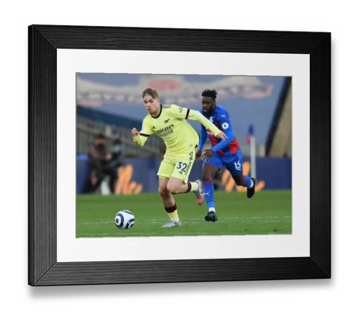 Framed Print : Emile Smith Rowe vs. Jeffrey Schlupp: Battle at Selhurst Park - Crystal Palace vs. Arsenal, Premier League 2020-21