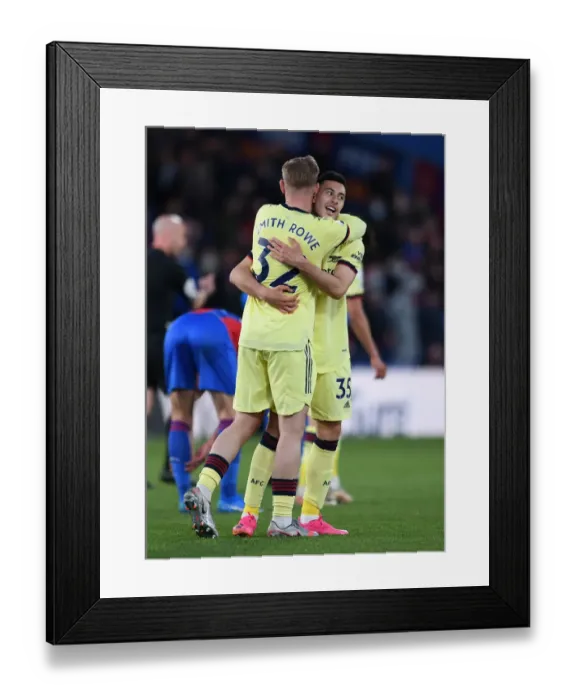 Framed Print : Martinelli and Smith Rowe's Goal Celebration: Arsenal's Winning Moment against Crystal Palace (2020-21)