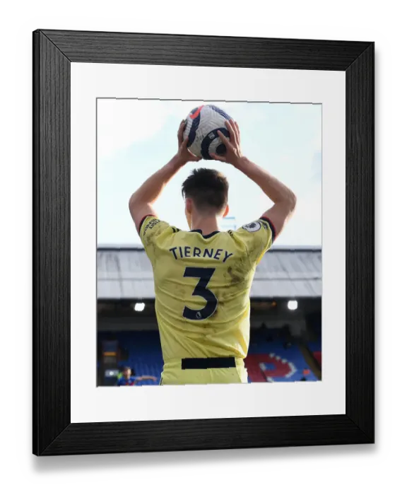 Framed Print : Arsenal's Kieran Tierney in Action: Crystal Palace vs Arsenal, Premier League 2020-21