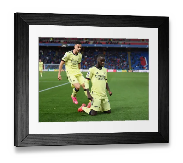 Framed Print : Pepe and Martinelli Celebrate Arsenal's Third Goal Against Crystal Palace (2020-21) Framed Print : Pepe and Martinelli Celebrate Arsenal's Third Goal Against Crystal Palace (2020-21)