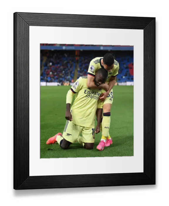Framed Print : Pepe and Martinelli Celebrate Arsenal's Winning Goals vs Crystal Palace (2020-21) Framed Print : Pepe and Martinelli Celebrate Arsenal's Winning Goals vs Crystal Palace (2020-21)