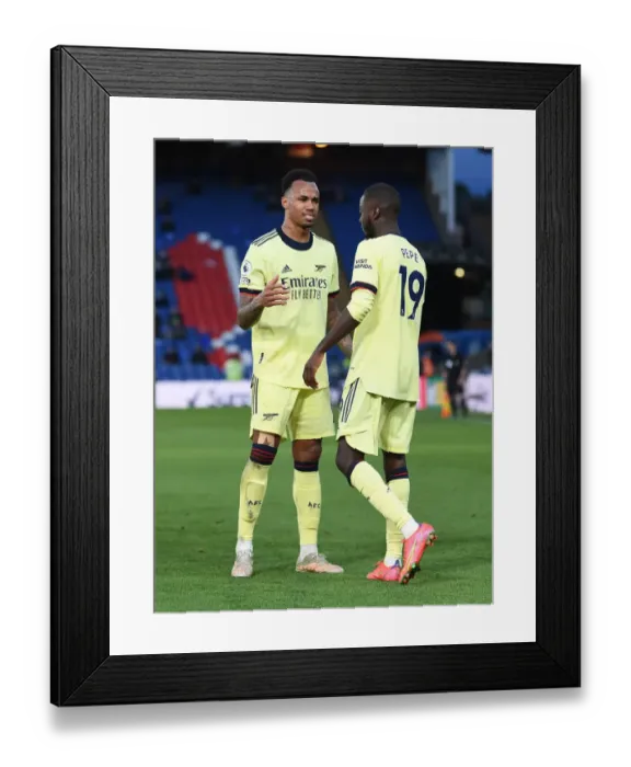 Framed Print : Magalhaes and Pepe: Arsenal's Goal Celebration vs Crystal Palace (May 2021) Framed Print : Magalhaes and Pepe: Arsenal's Goal Celebration vs Crystal Palace (May 2021)
