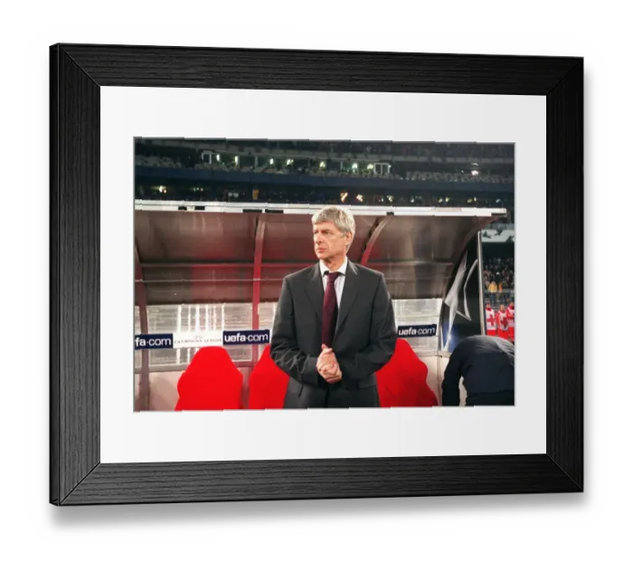 Framed Print : Arsene Wenger, Arsenal Manager in Deep Focus at the UEFA Champions League Quarterfinal against Juventus, 0:0, 2nd Leg, Stadio Delle Alpi, Turin, Italy, 5 / 4 / 06