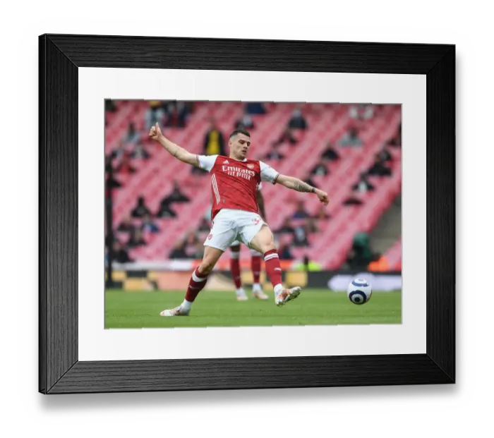 Framed Print : Granit Xhaka in Action: Arsenal vs Brighton & Hove Albion, Premier League 2021