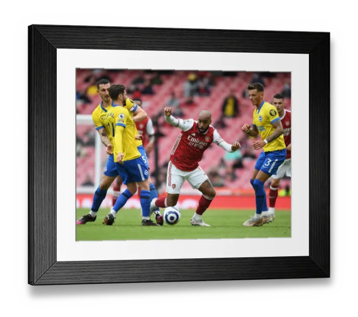 Framed Print : Arsenal's Alex Lacazette Scores Past Brighton's Lallana and White in 2020-21 Premier League Clash Framed Print : Arsenal's Alex Lacazette Scores Past Brighton's Lallana and White in 2020-21 Premier League Clash