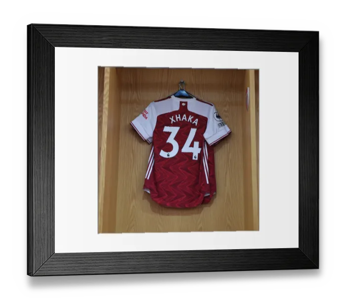 Framed Print : Granit Xhaka's Empty Arsenal Jersey: Arsenal vs Brighton & Hove Albion (2020-21) - Emirates Stadium Framed Print : Granit Xhaka's Empty Arsenal Jersey: Arsenal vs Brighton & Hove Albion (2020-21) - Emirates Stadium