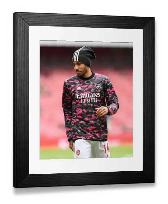 Framed Print : Arsenal's Aubameyang Gears Up: Arsenal v Brighton & Hove Albion, Premier League 2020-21