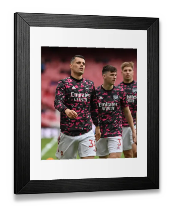 Framed Print : Granit Xhaka: Arsenal's Focus Before Clash Against Brighton & Hove Albion (Premier League 2020-21)