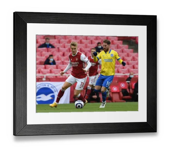 Framed Print : Odegaard vs Mac Allister: A Premier League Showdown at Emirates Stadium (2020-21) Framed Print : Odegaard vs Mac Allister: A Premier League Showdown at Emirates Stadium (2020-21)