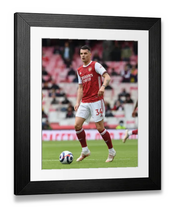 Framed Print : Granit Xhaka: In Action for Arsenal Against Brighton & Hove Albion (Premier League 2020-21)