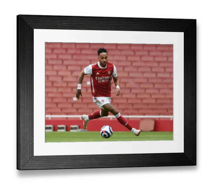 Framed Print : Arsenal's Aubameyang Leads the Charge: Arsenal vs Brighton & Hove Albion (2020-21 Premier League Showdown)