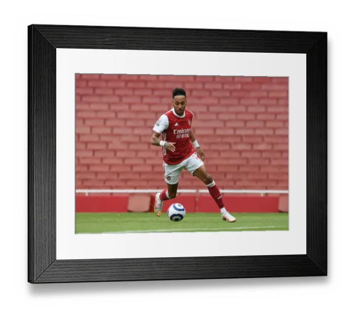 Framed Print : Aubameyang's Brilliant Performance: Arsenal Secures Victory Against Brighton in Premier League Showdown (2020-21)