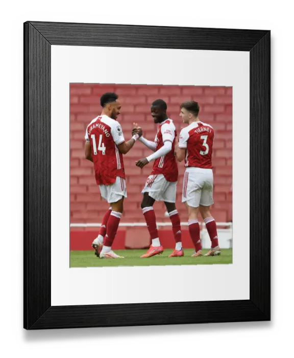 Framed Print : Arsenal's Pepe and Aubameyang: Celebrating a Winning Duo in Arsenal's Victory Against Brighton (2020-21 Premier League) Framed Print : Arsenal's Pepe and Aubameyang: Celebrating a Winning Duo in Arsenal's Victory Against Brighton (2020-21 Premier League)