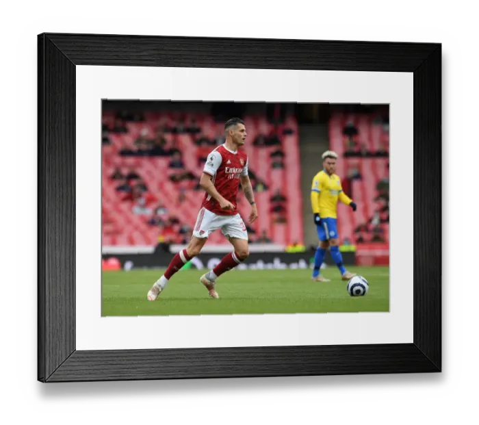 Framed Print : Granit Xhaka: Arsenal vs Brighton & Hove Albion, Premier League 2020-21