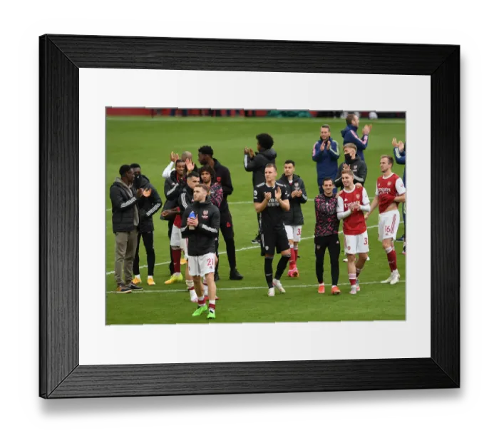 Framed Print : Arsenal Clinches Premier League Title: Bernd Leno Celebrates with Fans after Victory over Brighton
