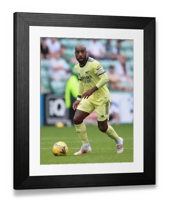 Framed Print : Arsenal's Alexandre Lacazette in Action against Hibernian during 2021 Pre-Season Friendly in Edinburgh