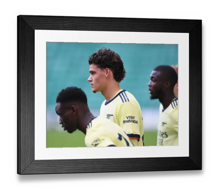 Framed Print : Arsenal's Omar Rekik Poses After Hibernian Friendly Match in Edinburgh, Scotland (2021-22)