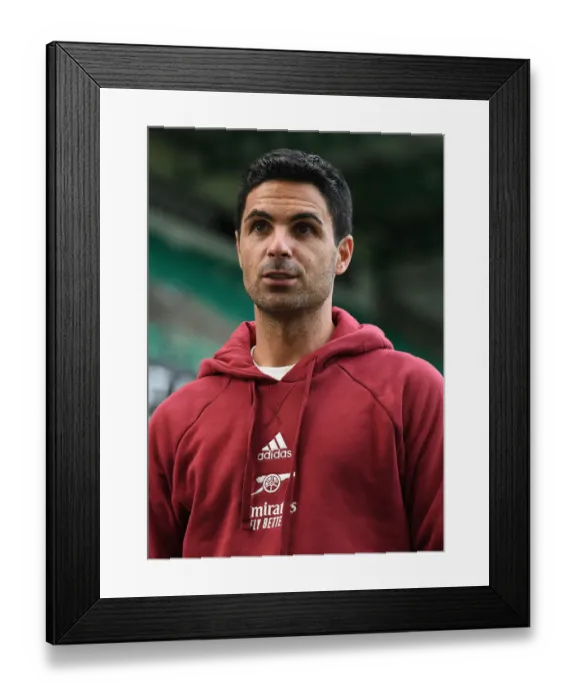 Framed Print : Mikel Arteta's Post-Match Reflections: Hibernian vs Arsenal (2021-22 Pre-Season Friendly)