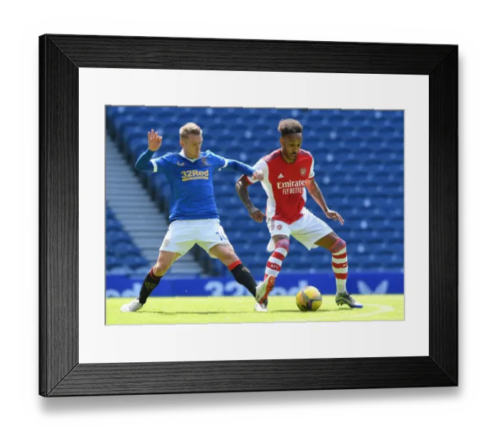 Framed Print : Aubameyang vs. Davis: Rangers vs. Arsenal Pre-Season Clash at Ibrox Stadium Framed Print : Aubameyang vs. Davis: Rangers vs. Arsenal Pre-Season Clash at Ibrox Stadium