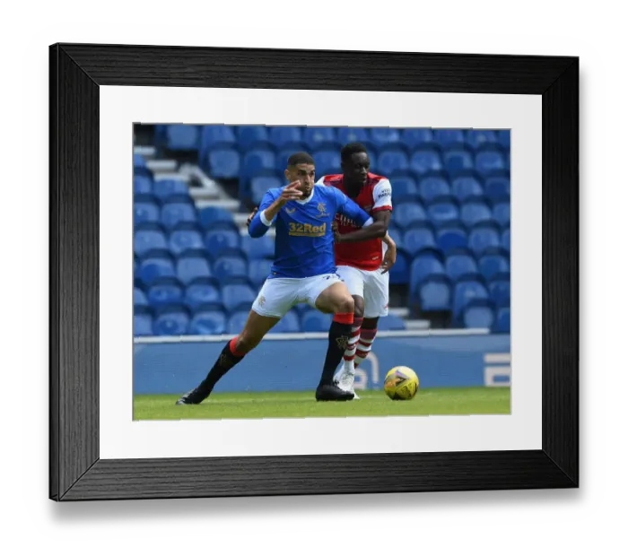 Framed Print : Flo Balogun Faces Off Against Leon Balogun: Rangers vs. Arsenal Pre-Season Clash, Glasgow 2021 Framed Print : Flo Balogun Faces Off Against Leon Balogun: Rangers vs. Arsenal Pre-Season Clash, Glasgow 2021