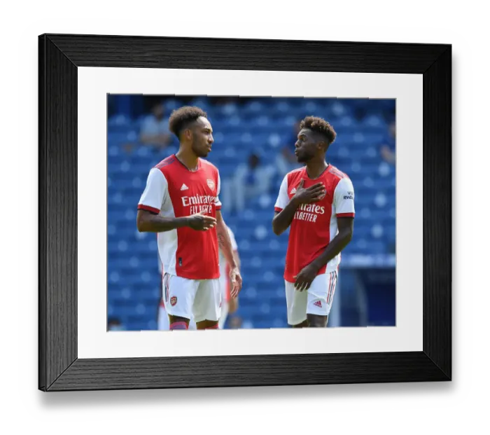 Framed Print : Arsenal's Aubameyang and Nuno Tavares Train Together During Rangers Friendly Framed Print : Arsenal's Aubameyang and Nuno Tavares Train Together During Rangers Friendly