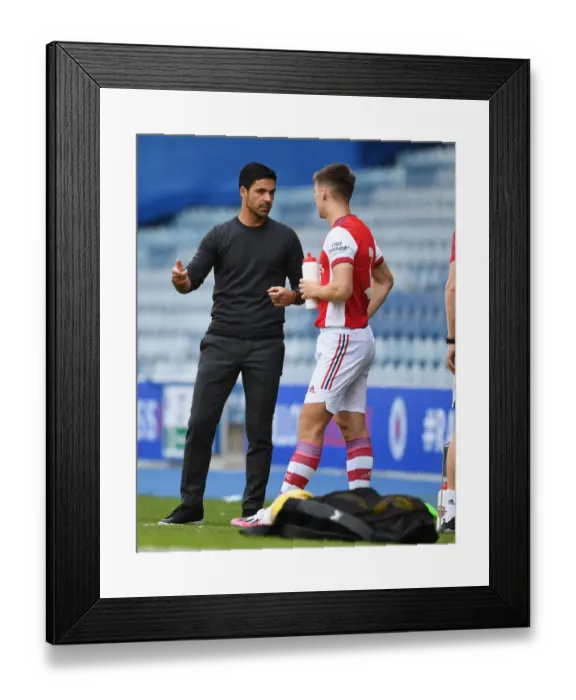 Framed Print : Arsenal Manager Mikel Arteta Consults with Kieran Tierney during Rangers Pre-Season Friendly Framed Print : Arsenal Manager Mikel Arteta Consults with Kieran Tierney during Rangers Pre-Season Friendly
