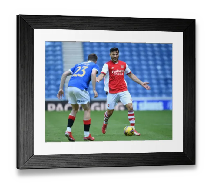 Framed Print : Sead Kolasinac vs Scott Wright: Clash at Ibrox - Rangers vs Arsenal Pre-Season Friendly