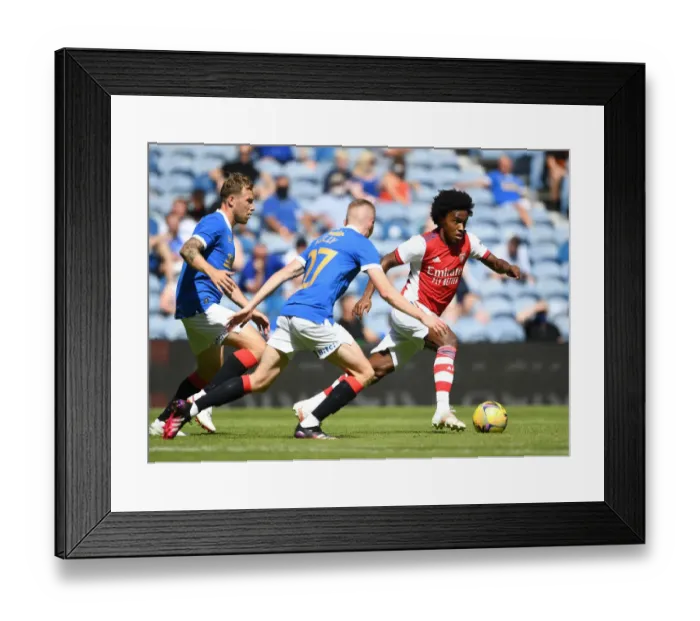 Framed Print : Willian Clashes with Rangers Airfield and Kelly in Arsenal's Pre-Season Friendly at Ibrox Stadium Framed Print : Willian Clashes with Rangers Airfield and Kelly in Arsenal's Pre-Season Friendly at Ibrox Stadium