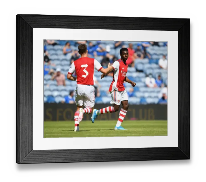 Framed Print : Arsenal's Nketiah and Tierney Celebrate Goals in Rangers Friendly