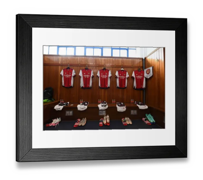 Framed Print : Behind the Scenes: Arsenal's Pre-Season at Ibrox Stadium - The Arsenal Changing Room