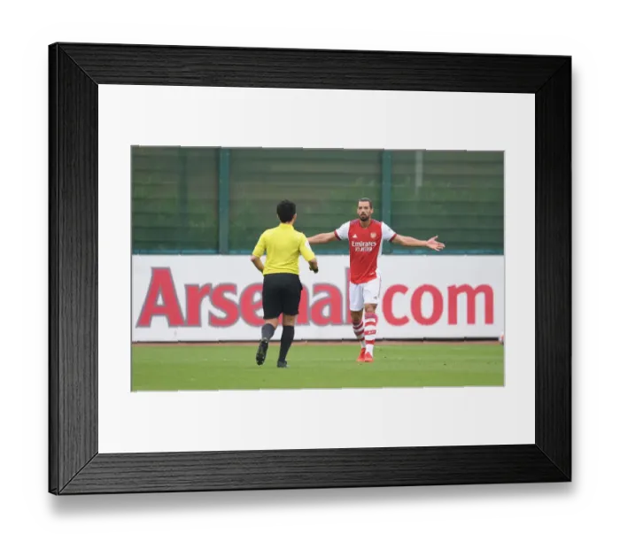 Framed Print : Arsenal's Pablo Mari Disputes Referee's Call During Arsenal vs. Millwall Pre-Season Friendly Framed Print : Arsenal's Pablo Mari Disputes Referee's Call During Arsenal vs. Millwall Pre-Season Friendly