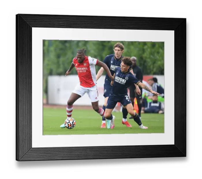 Framed Print : Arsenal's Nuno Tavares in Action: Pre-Season Friendly vs Millwall (2021-22)