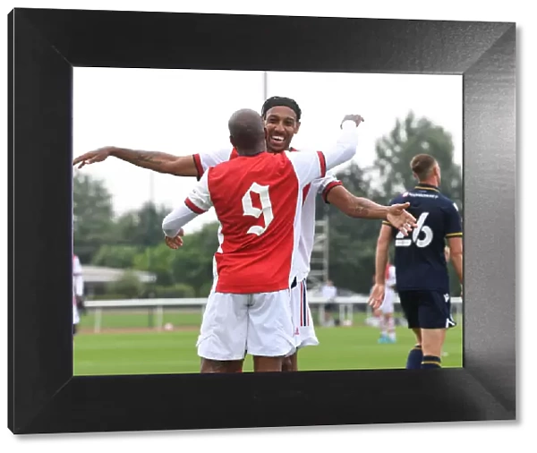 Arsenal Stars Lacazette and Aubameyang Celebrate Goal in Pre-Season Victory