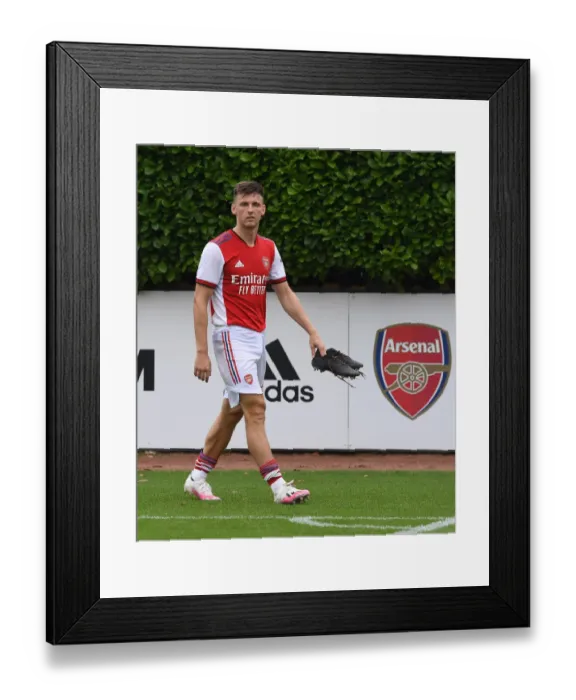 Framed Print : Arsenal's Kieran Tierney: Post-Match Reflections after Arsenal vs Millwall Pre-Season Friendly (2021-22)