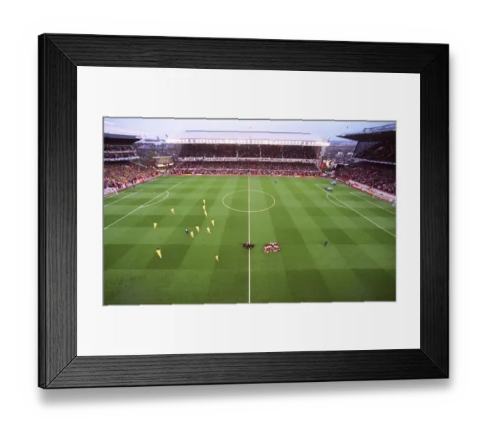 Framed Print : Arsenal have their team group picture taken before the match, the last floodlit match at Highbury