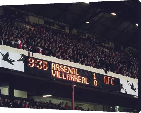 The scoreboard at the end of the match. One nil to Arsenal
