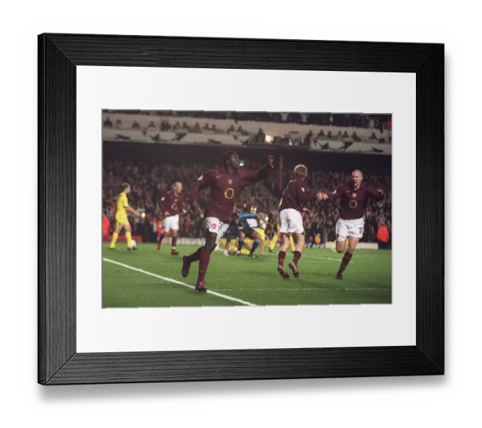 Framed Print : Kolo Toure's Historic Goal: Arsenal Takes the Lead Against Villareal in the 2006 UEFA Champions League Semi-Final at Highbury