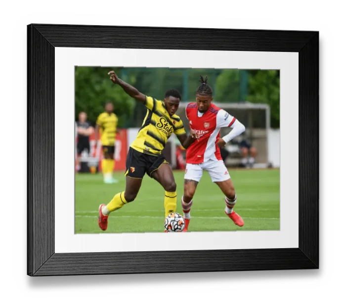 Framed Print : Arsenal's Reiss Nelson Shines in Pre-Season Friendly Against Watford Framed Print : Arsenal's Reiss Nelson Shines in Pre-Season Friendly Against Watford