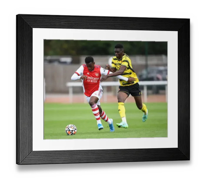 Framed Print : Arsenal's Eddie Nketiah in Pre-Season Action: Arsenal vs. Watford (2021-22)