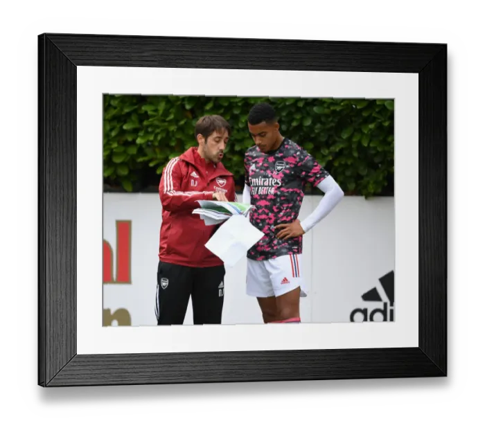 Framed Print : Arsenal Pre-Season: Nicolas Janssen Coaches Miguel Azeez vs Watford