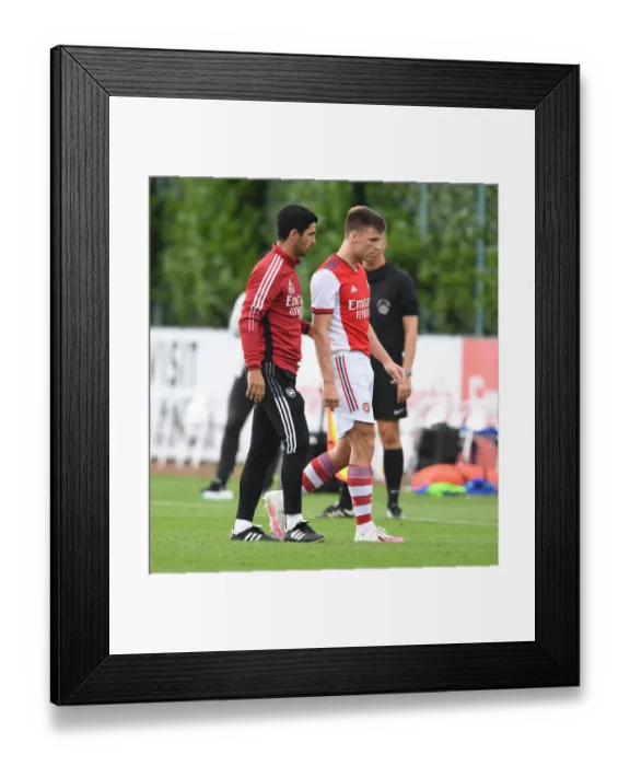 Framed Print : Arsenal Manager Mikel Arteta Guides Kieran Tierney during Pre-Season Training