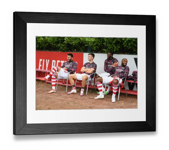 Framed Print : Arsenal Substitutes: Kolasinac, Tierney, Pepe, and Lacazette Pre-Season Training (Arsenal v Watford, 2021-22)