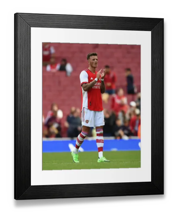Framed Print : Arsenal's Ben White Greets Fans After Arsenal vs. Chelsea Pre-Season Clash