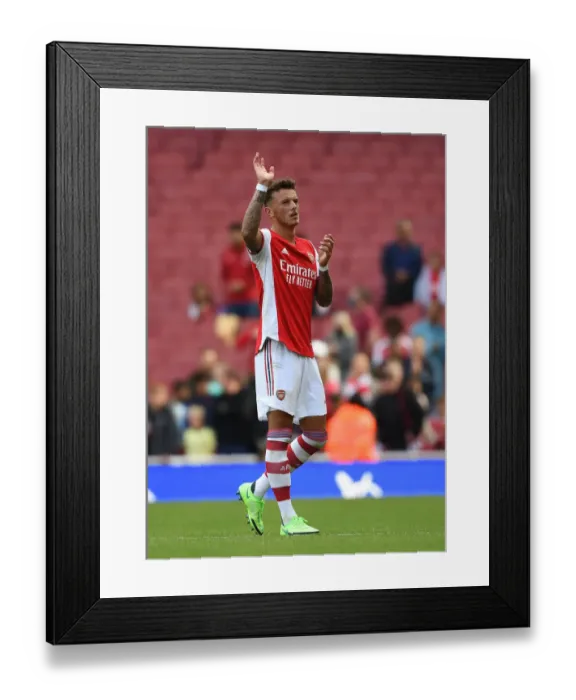 Framed Print : Ben White Welcomes Arsenal Fans: Arsenal FC Star Greets Supporters After Pre-Season Match Against Chelsea