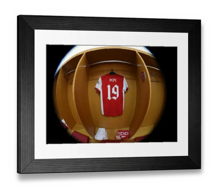 Framed Print : Arsenal FC: Pepe's Jersey in the Home Changing Room - Arsenal vs Chelsea Pre-Season Clash Framed Print : Arsenal FC: Pepe's Jersey in the Home Changing Room - Arsenal vs Chelsea Pre-Season Clash