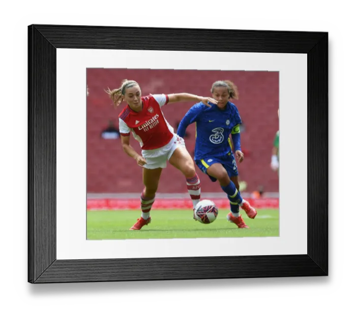 Framed Print : Arsenal Women vs Chelsea Women: McCabe vs Spence Clash in Pre-Season Friendly at Emirates Stadium