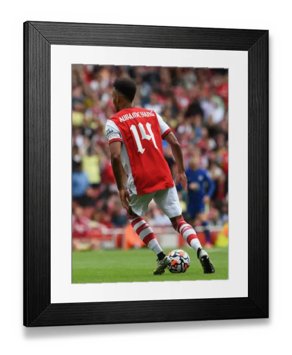 Framed Print : Arsenal's Aubameyang: Unyielding Focus in Battle Against Chelsea