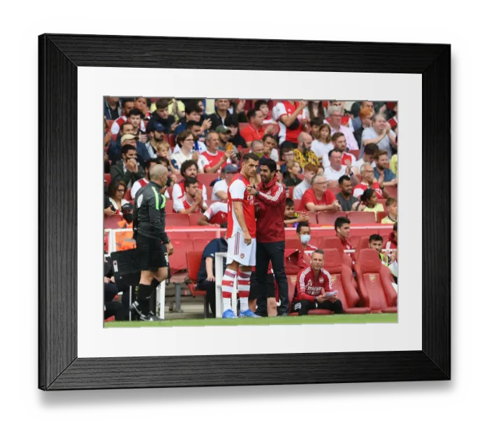 Framed Print : Arsenal's Pre-Season Showdown: Arteta Guides Xhaka Against Chelsea
